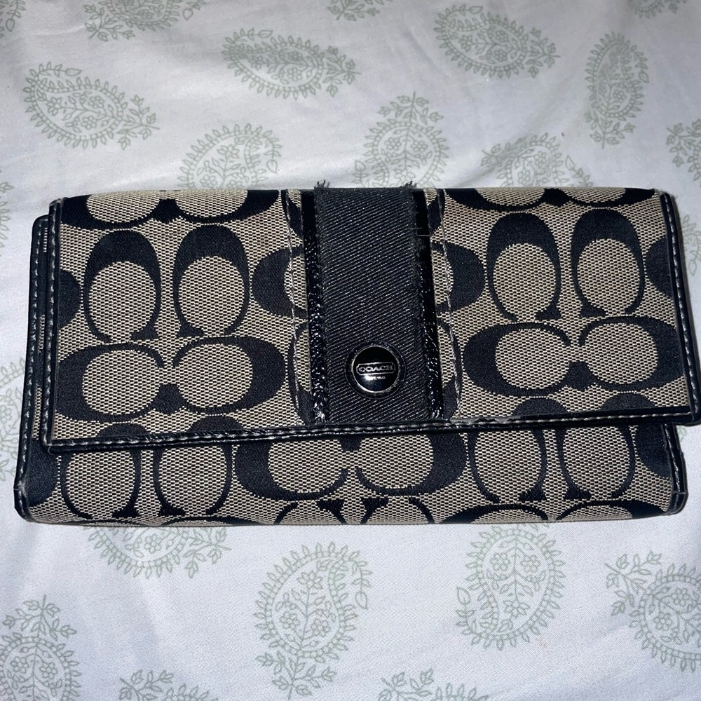 Coach black and grey Signature Wallet